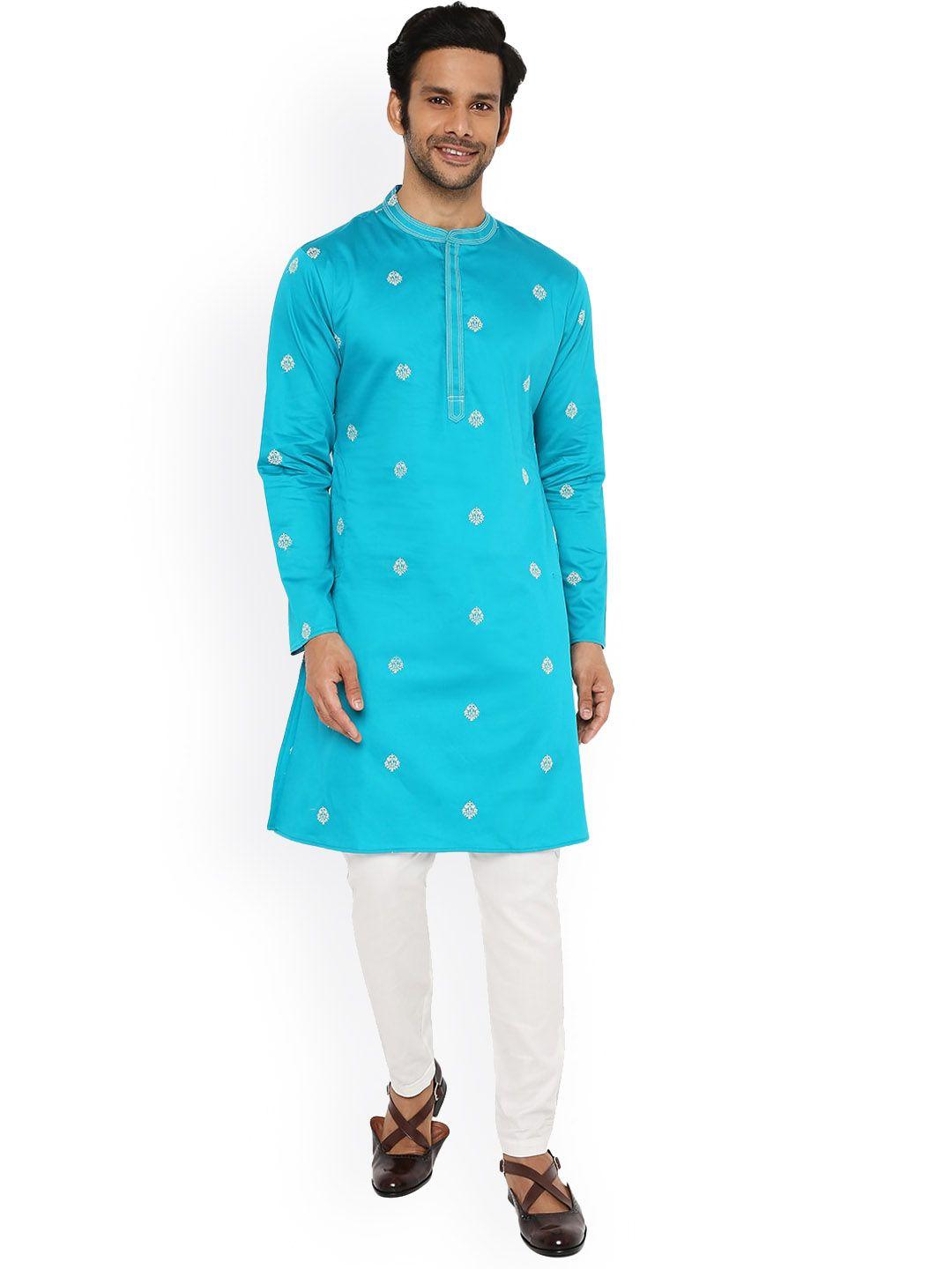 be desi ethnic motifs embroidered mandarin collar straight kurta