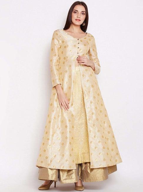 be indi beige printed a line kurta