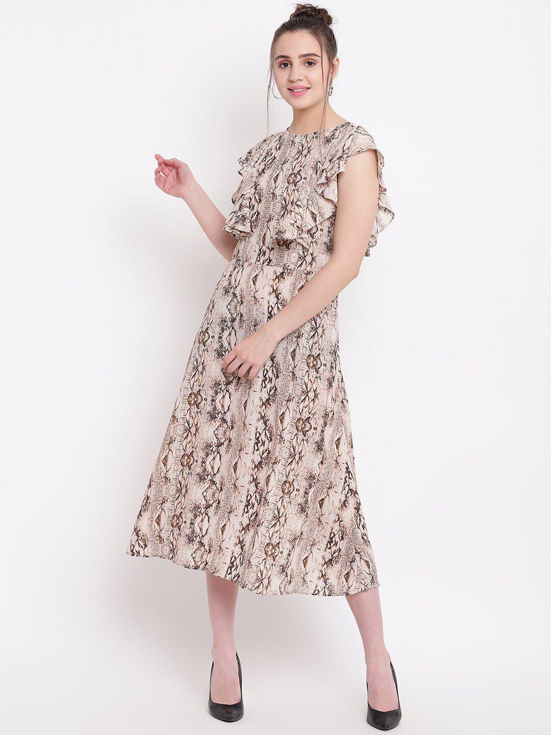 be indi cream-coloured animal midi dress