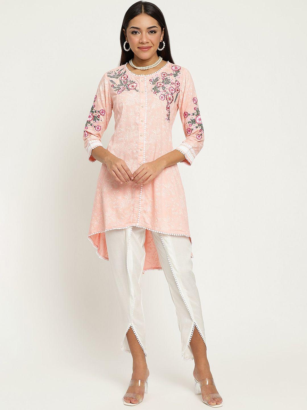 be indi embroidered flared kurta with tulip pants