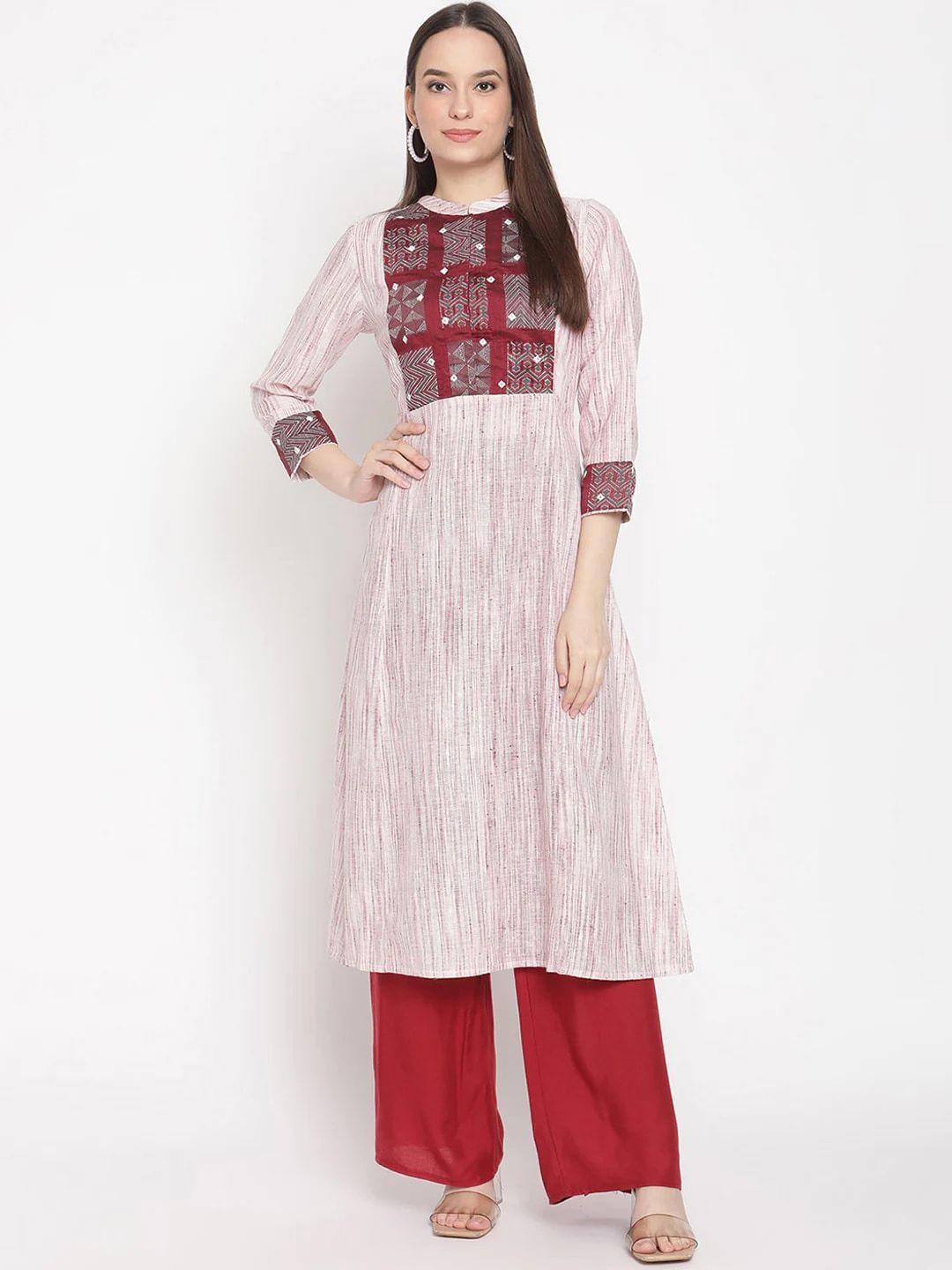 be indi ethnic motifs embroidered mirror work khadi anarkali cotton kurta