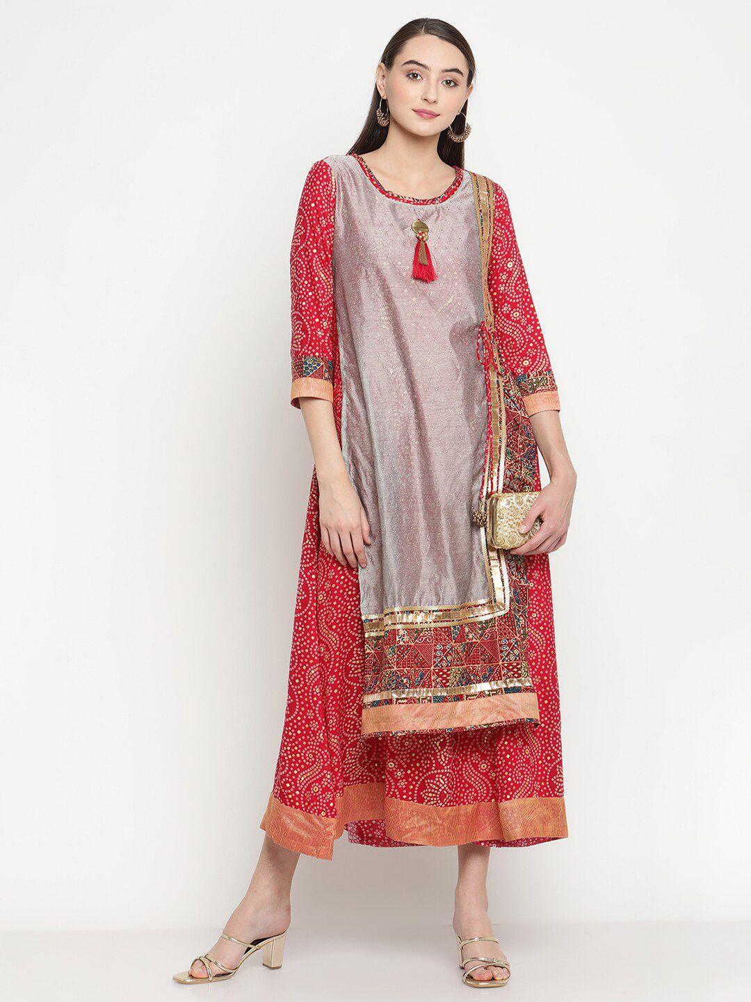 be indi ethnic motifs printed a-line midi ethnic dress