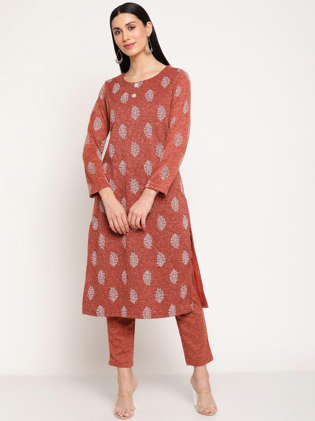 be indi ethnic motifs printed kurta with trousers