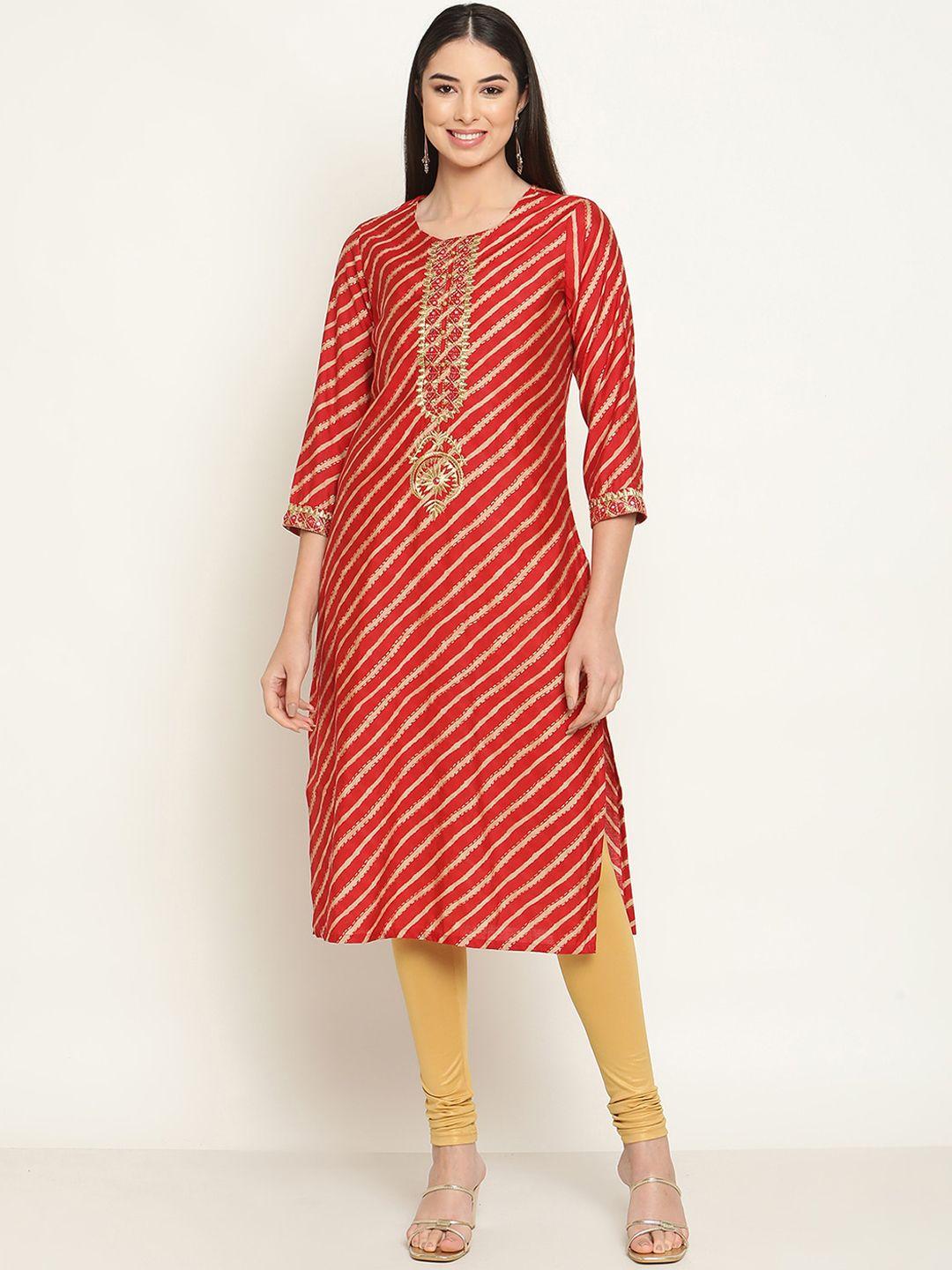 be indi leheriya printed mirror work chanderi silk kurta