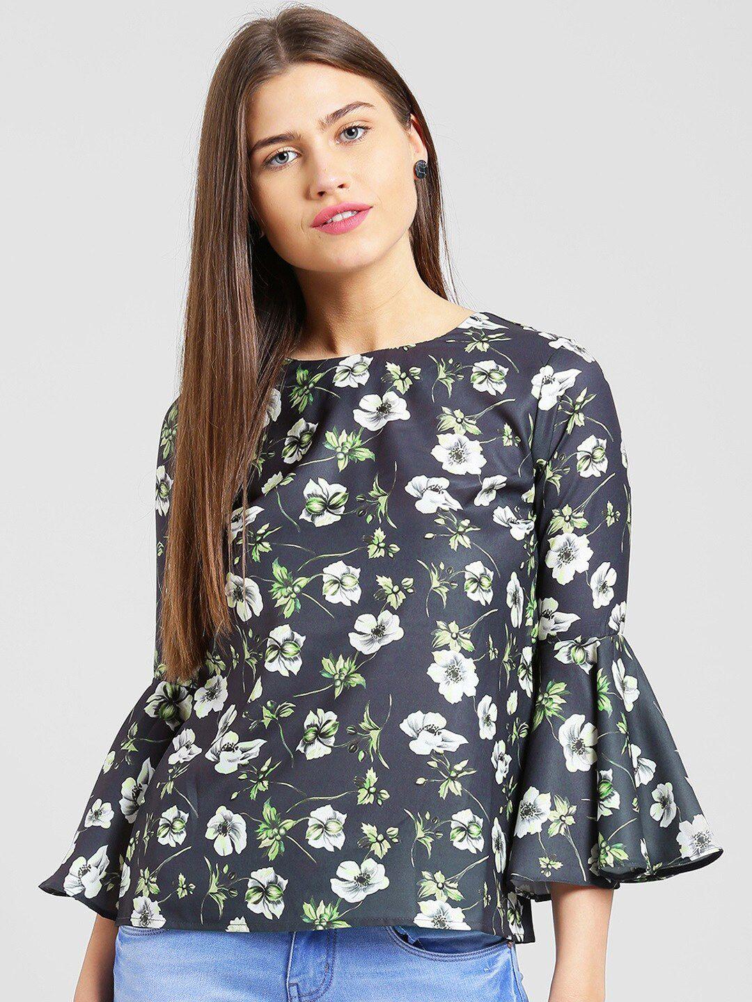 be indi navy blue floral print top