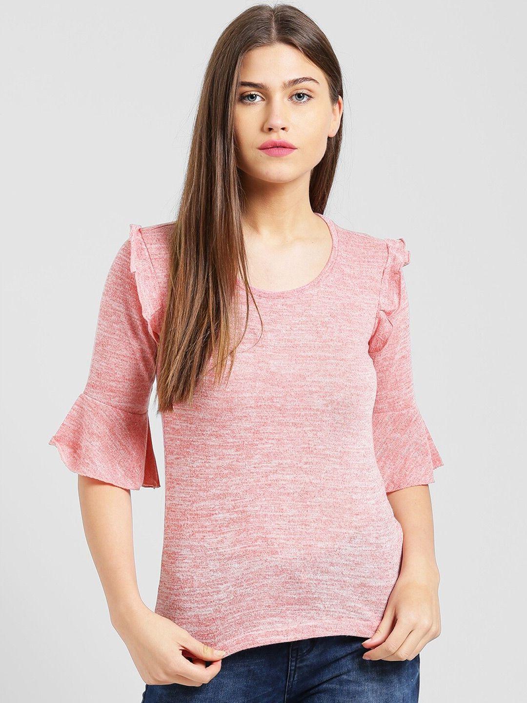 be indi pink solid ruffles top