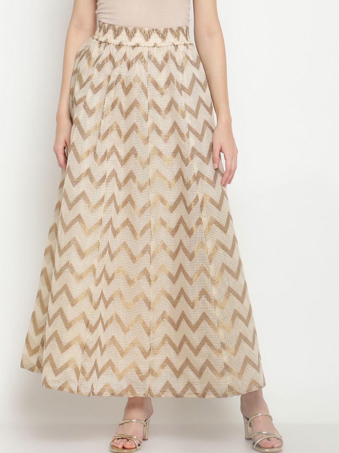 be indi printed flared maxi jacquard skirt