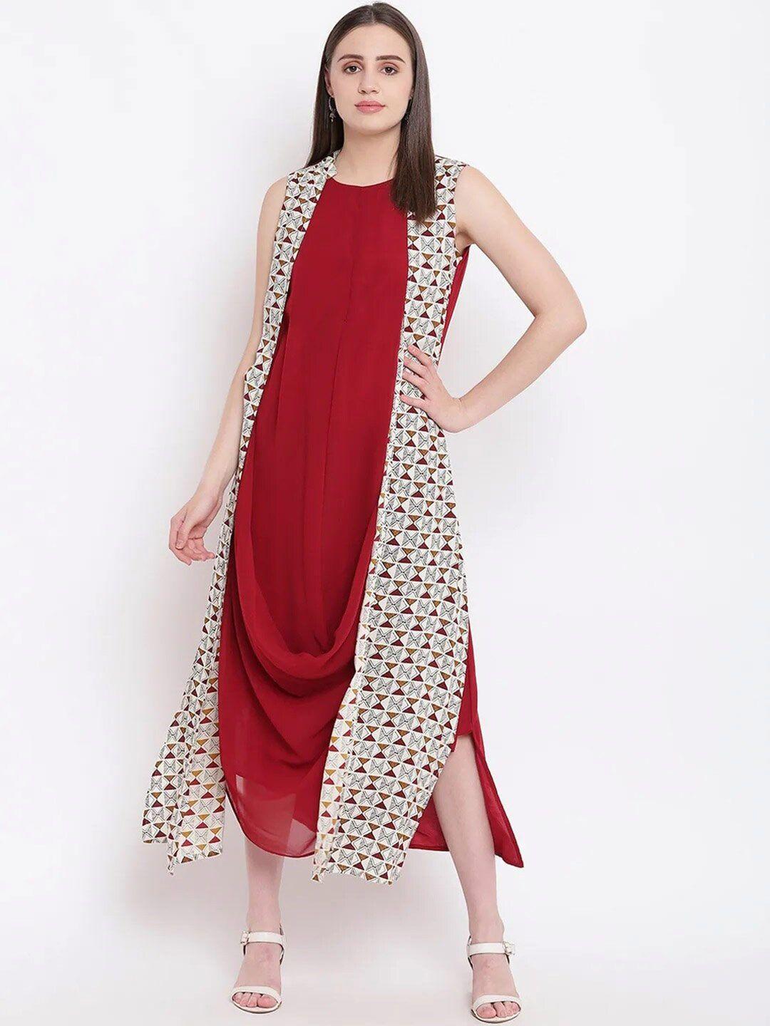 be indi red georgette maxi midi dress