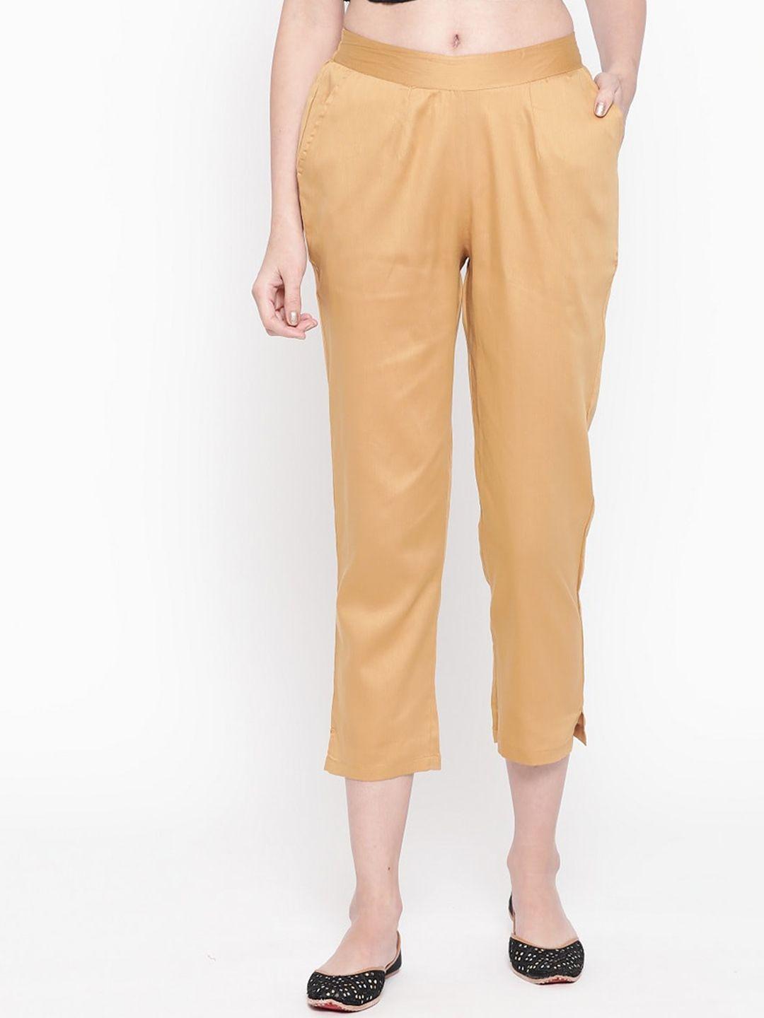 be indi women cotton relaxed straight leg trousers