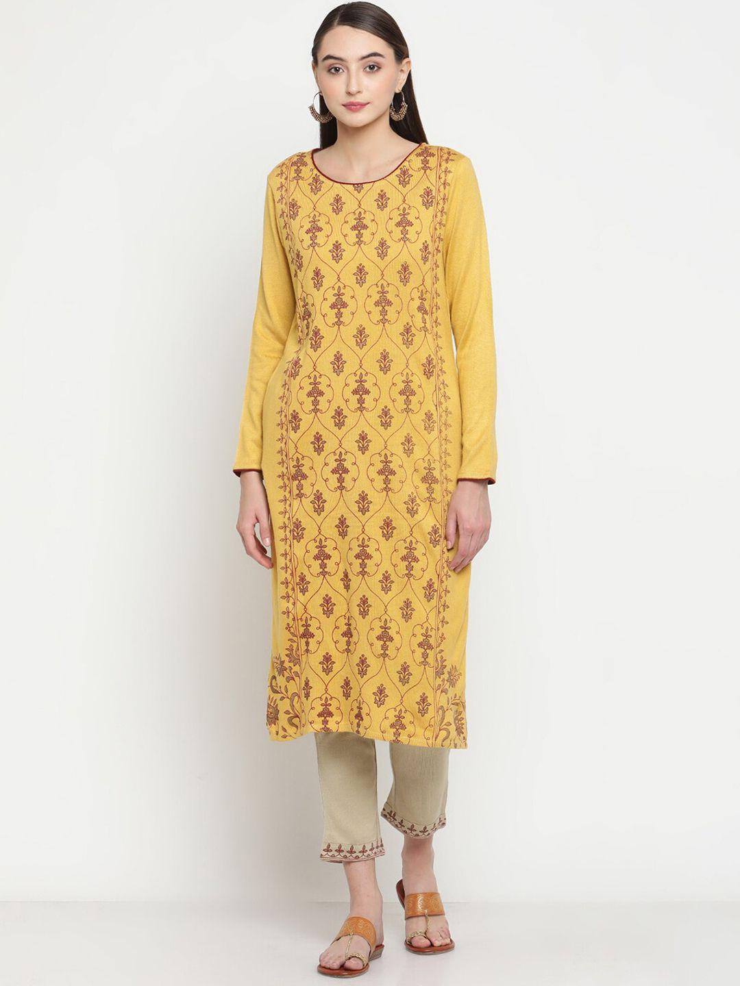 be indi women ethnic motifs printed kurta with trouser set