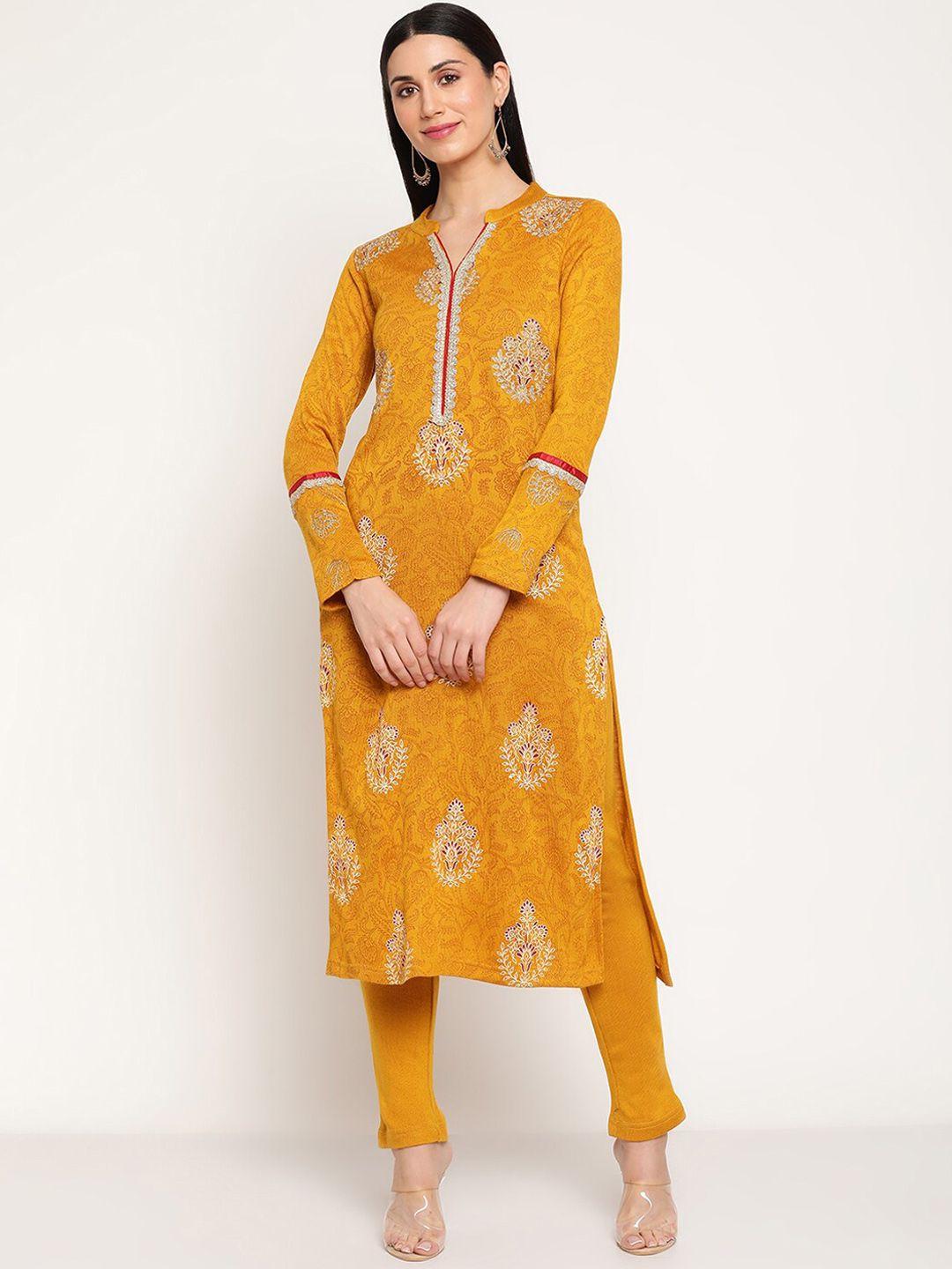 be indi women ethnic motifs printed kurta with trousers
