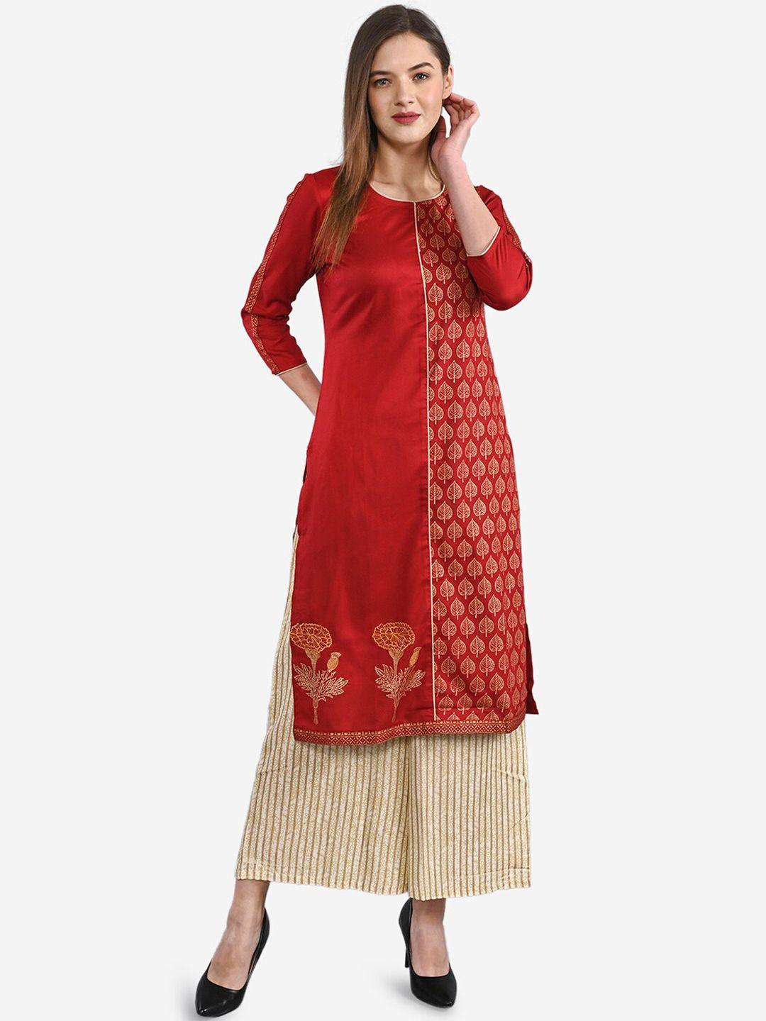 be indi women floral printed kurta with palazzos