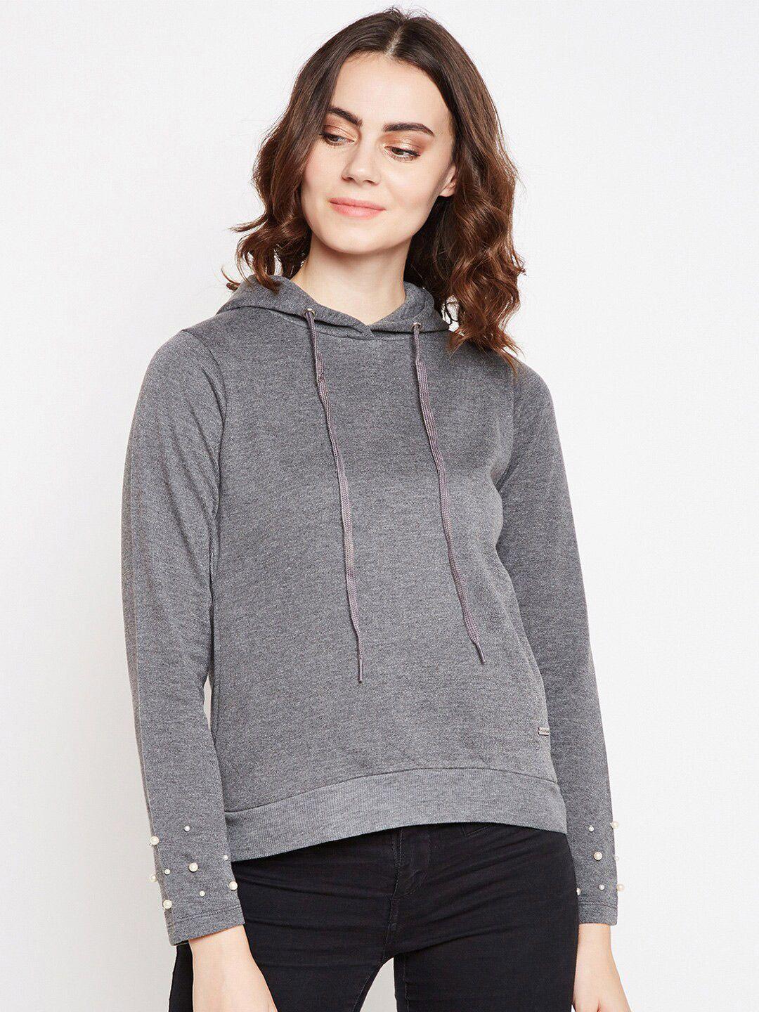 be indi women grey hooded sweatshirt