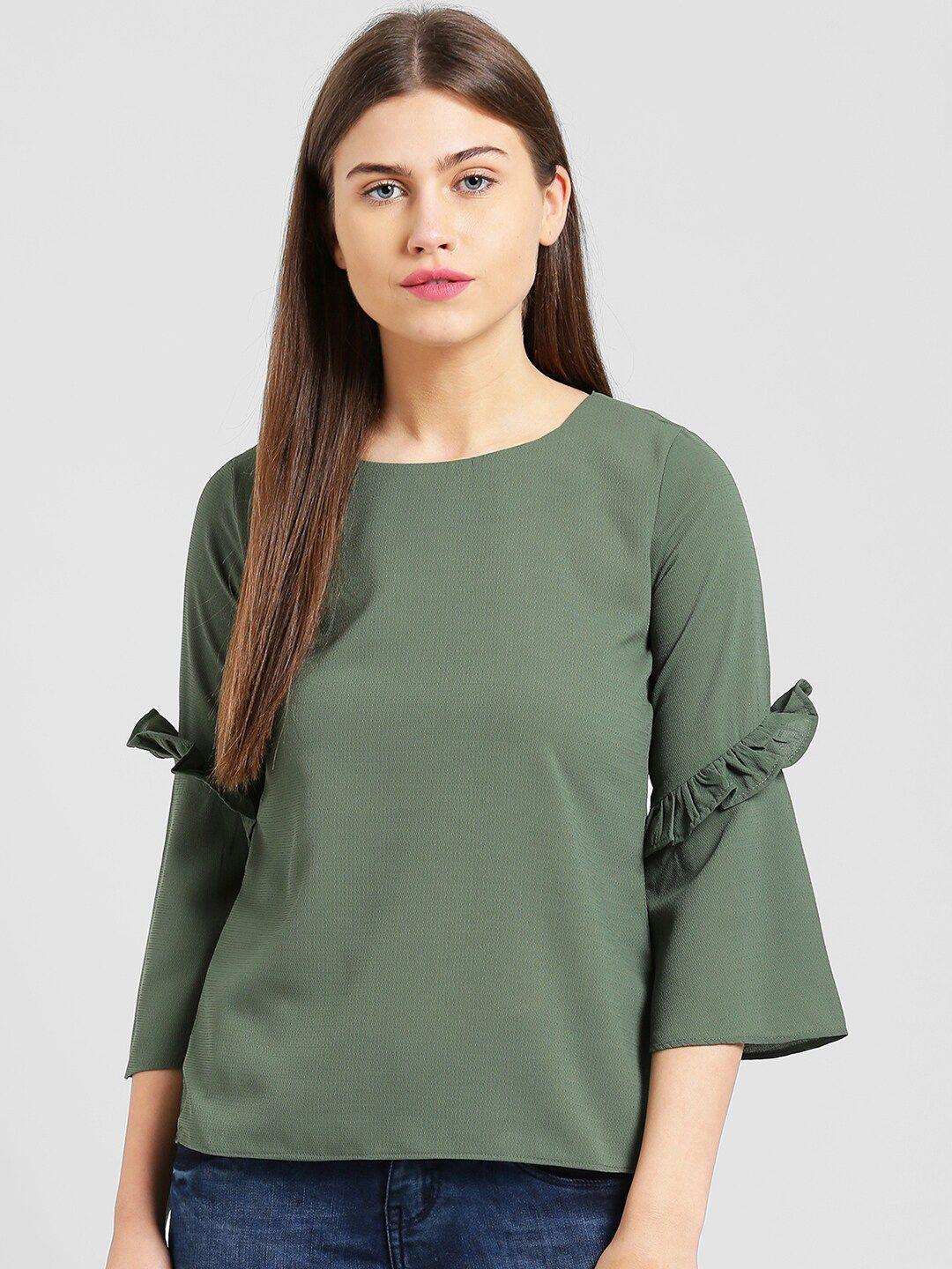 be indi women olive green crepe top