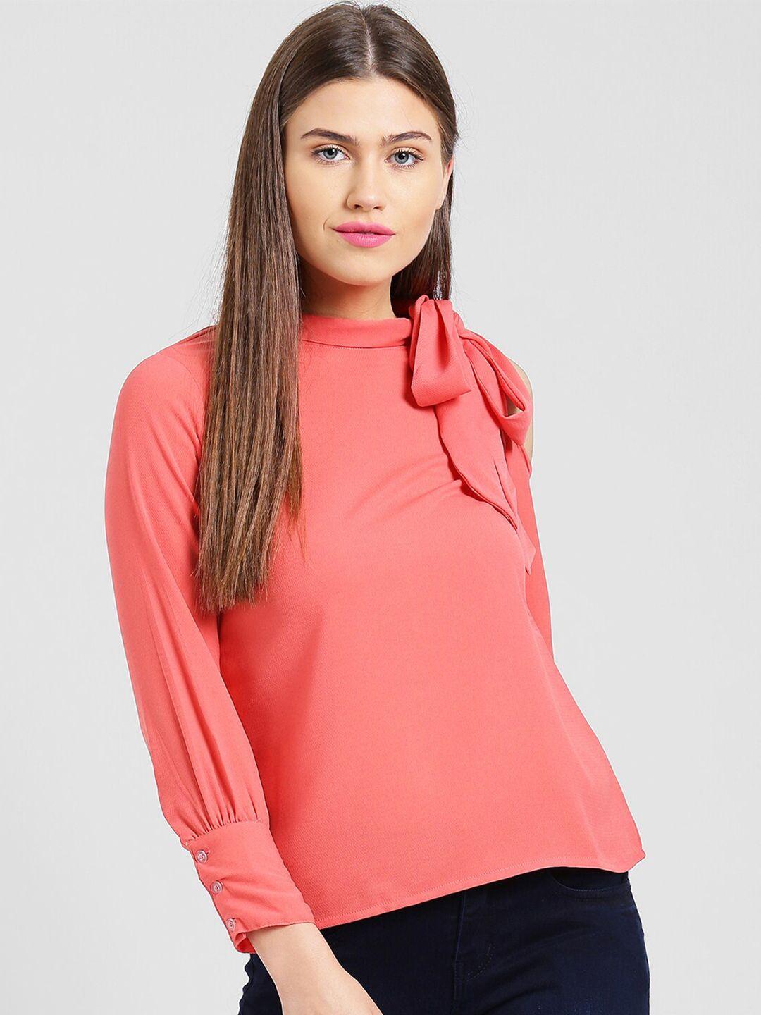 be indi women pink tie-up neck top