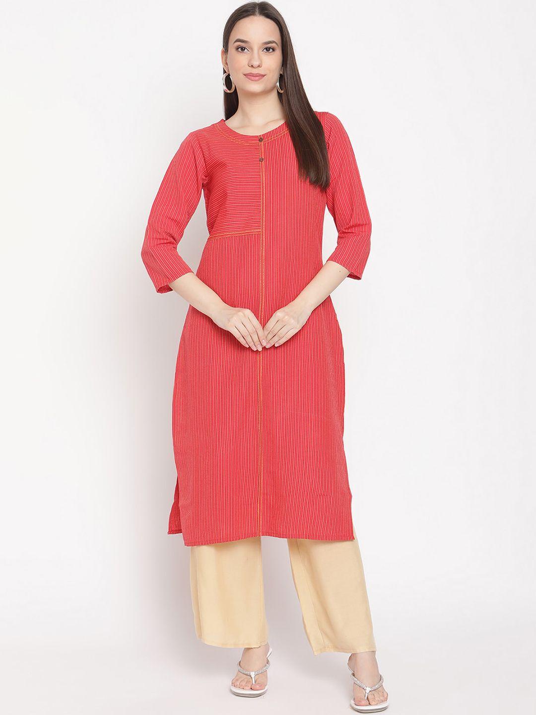 be indi women red khadi handloom kurta