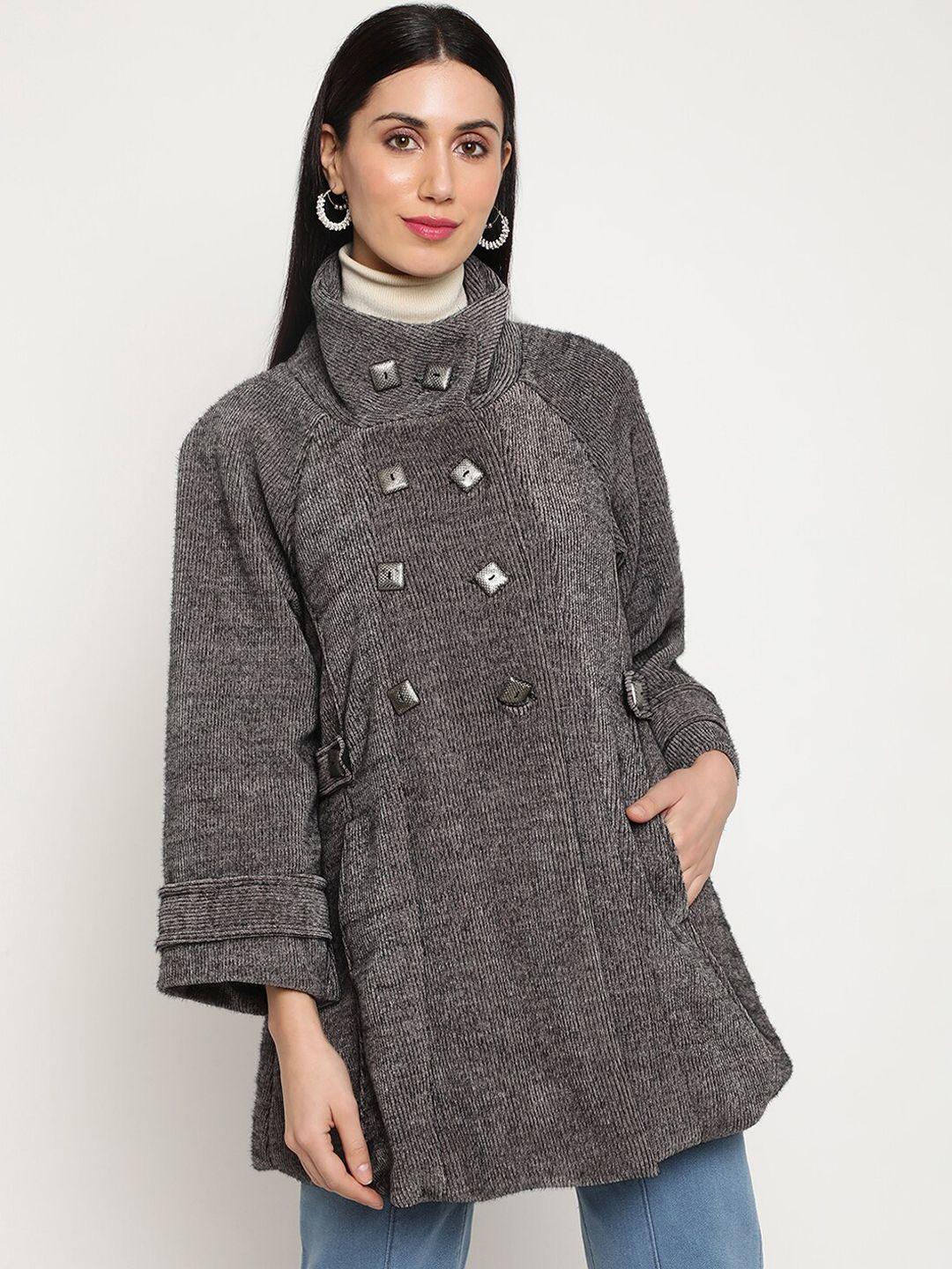 be indi women self design double-breasted wool overcoat