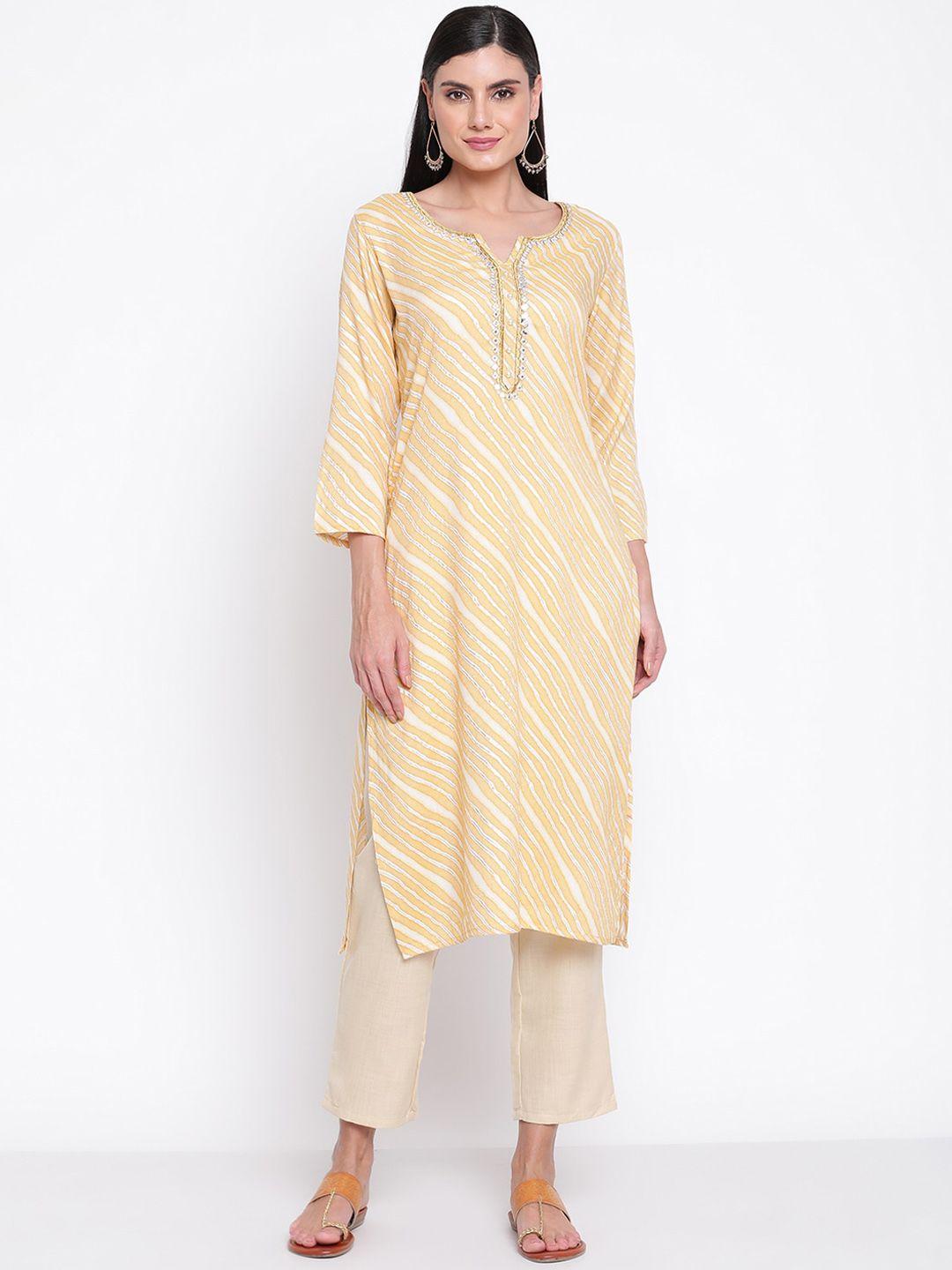 be indi women striped gotta patti kurta