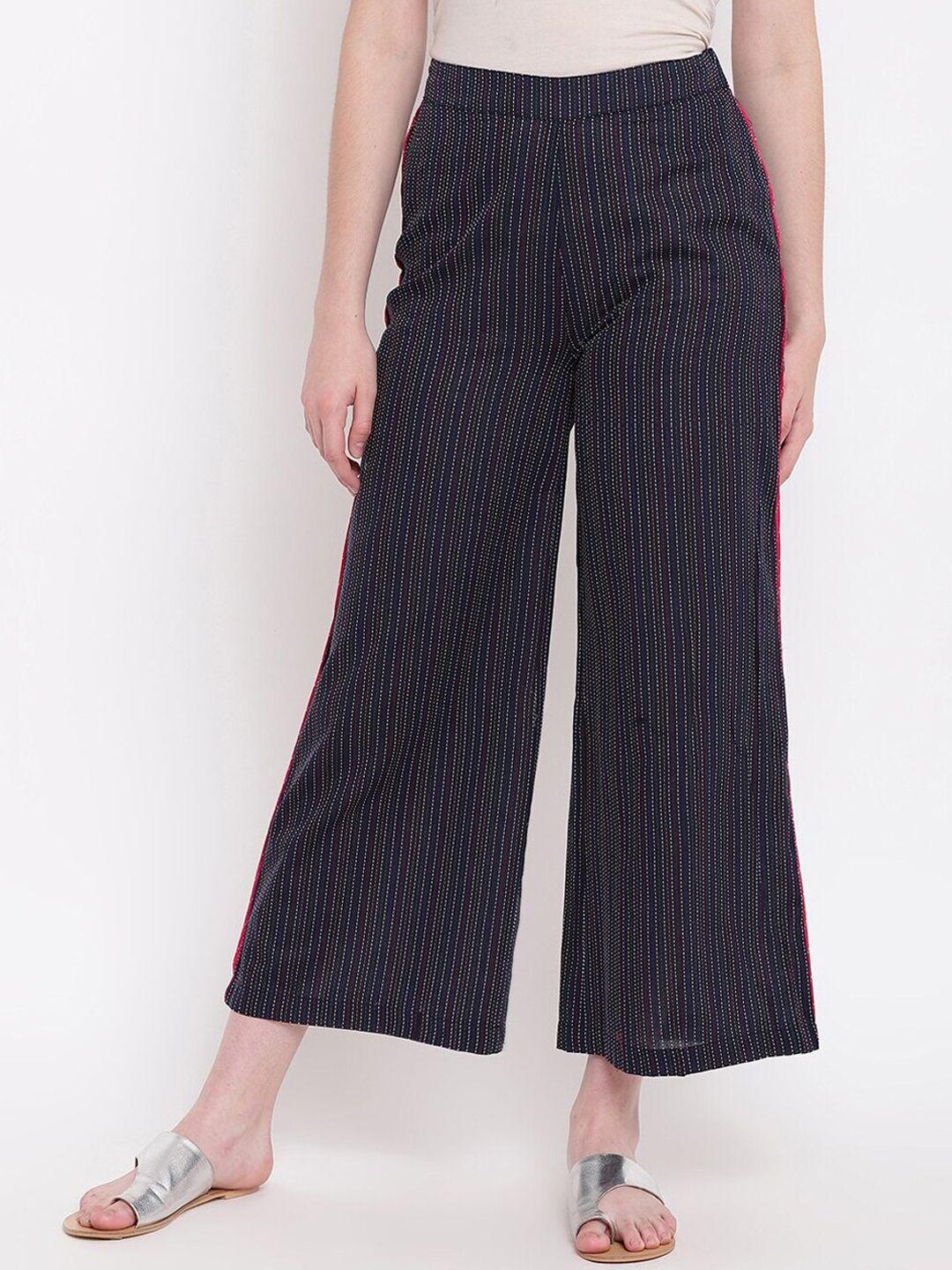 be indi women striped parallel trousers