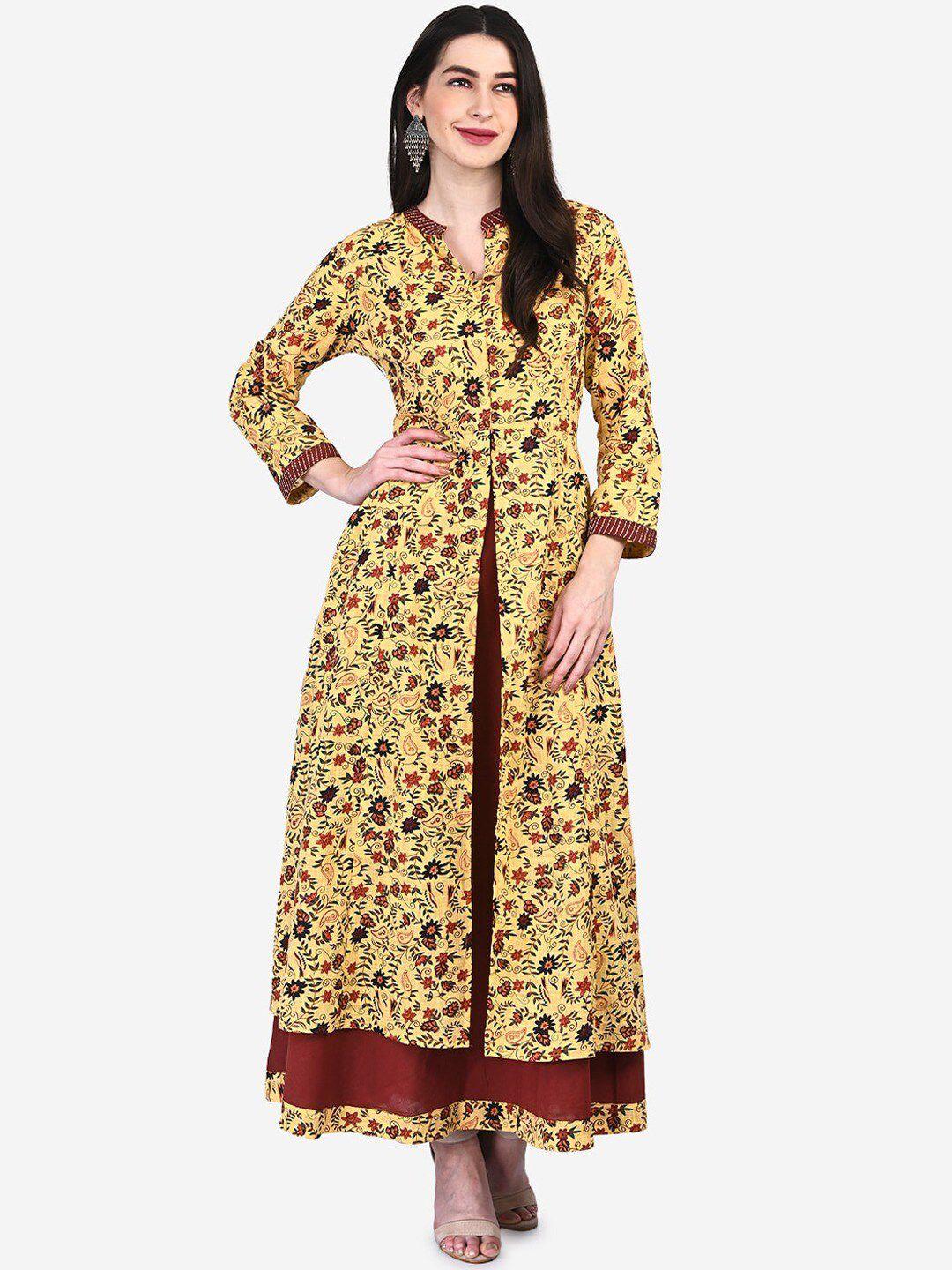 be indi yellow floral ethnic maxi dress