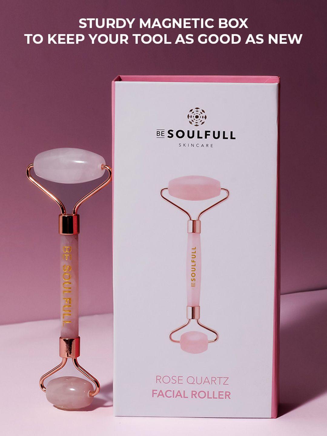 be soulfull rose quartz double sided face massage roller - pink