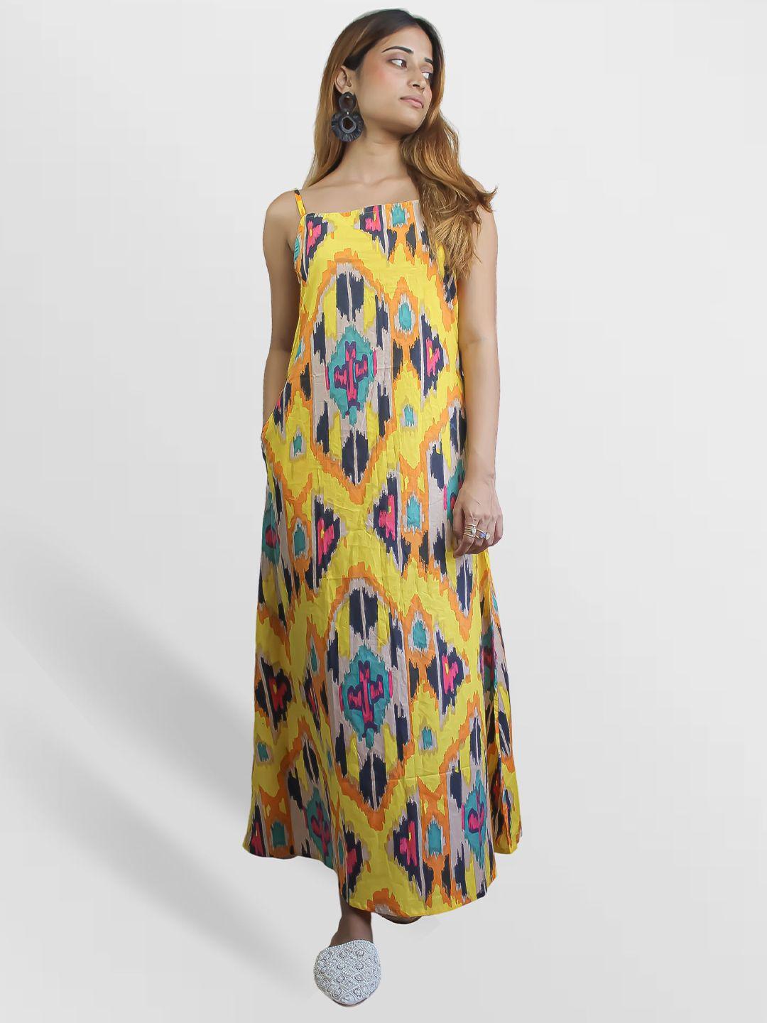 be sunset ibiza abstract printed shoulder straps a-line maxi dress
