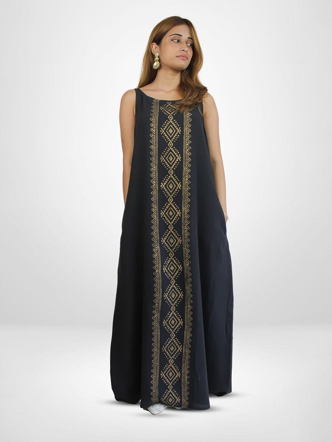 be sunset ibiza ethnic motifs printed pure cotton maxi dress