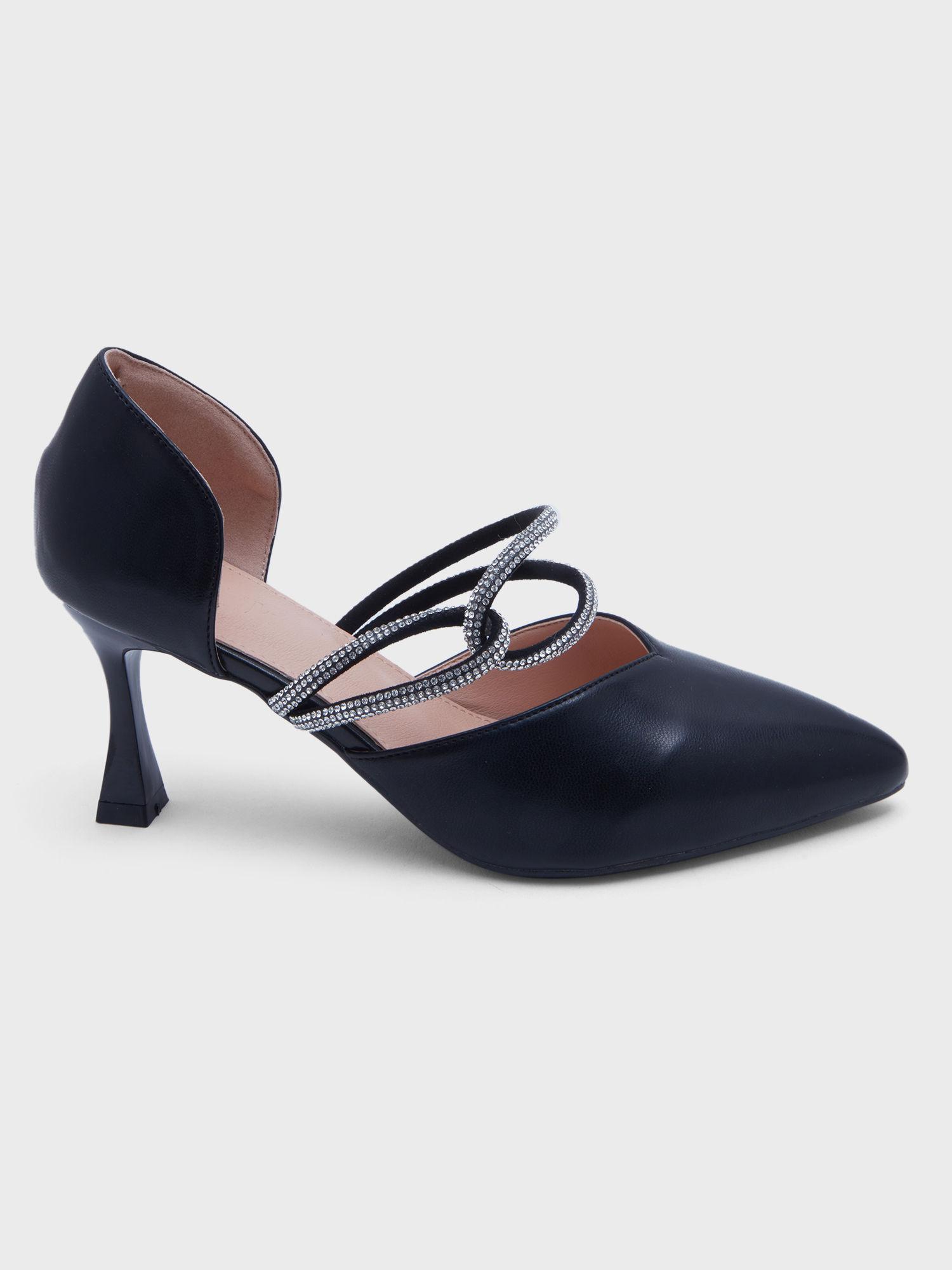 be the diva black rhinestone stiletto pump heel