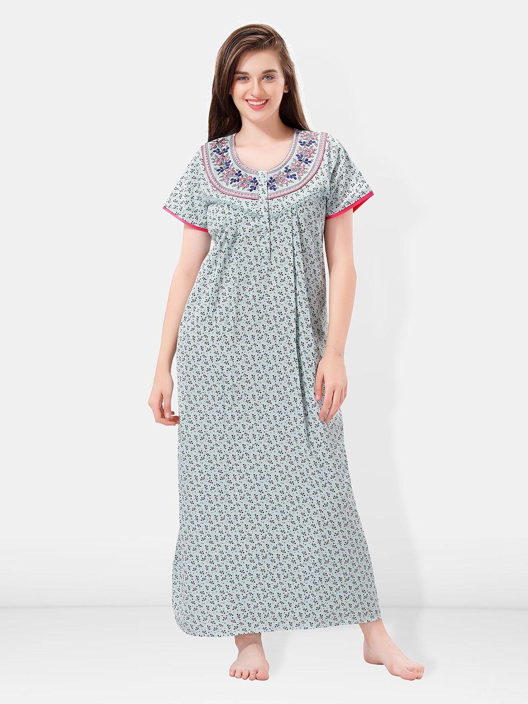 be you blue embroidered maxi nightdress