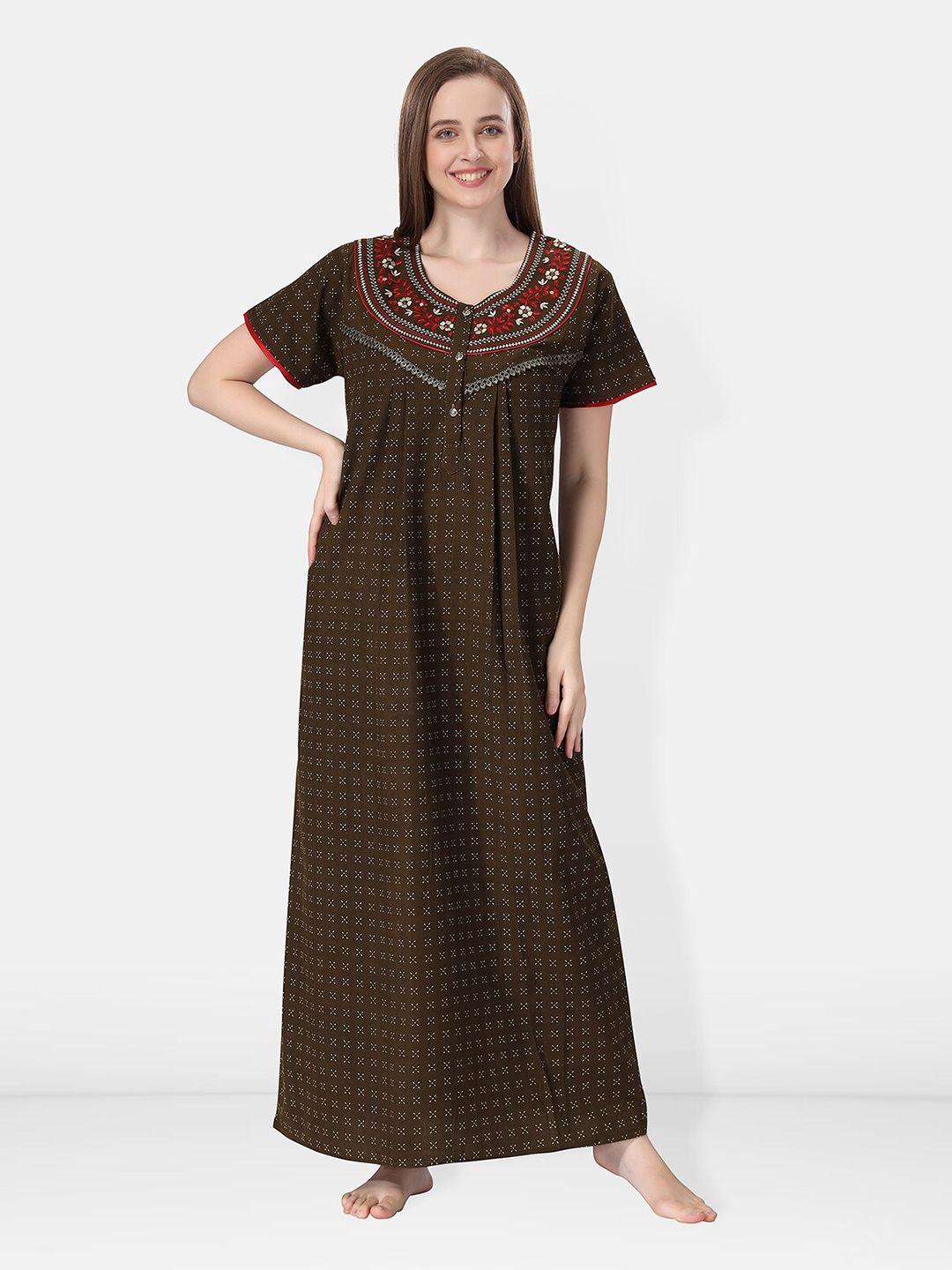 be you brown printed maxi nightdress