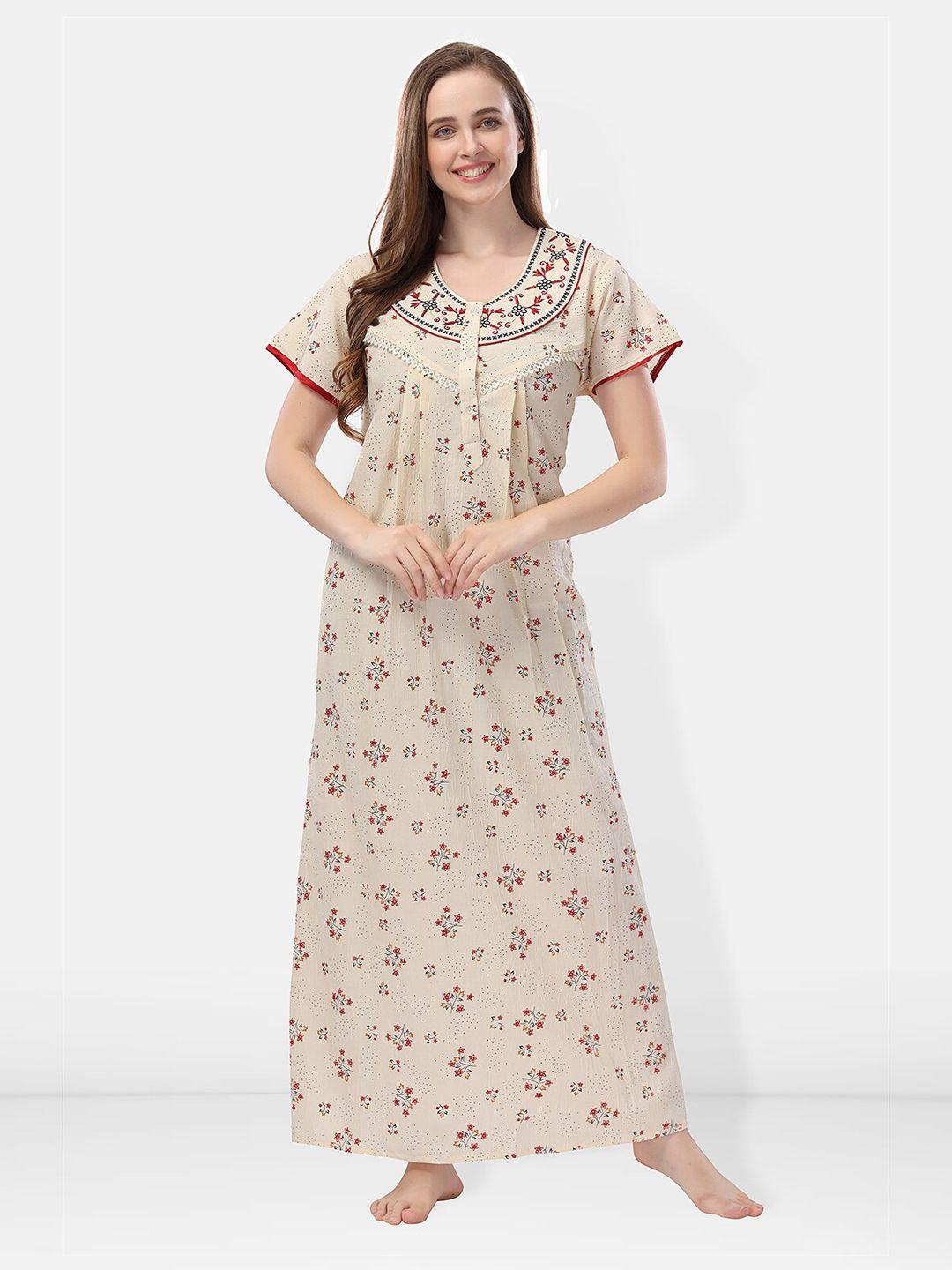 be you cream-coloured printed maxi nightdress