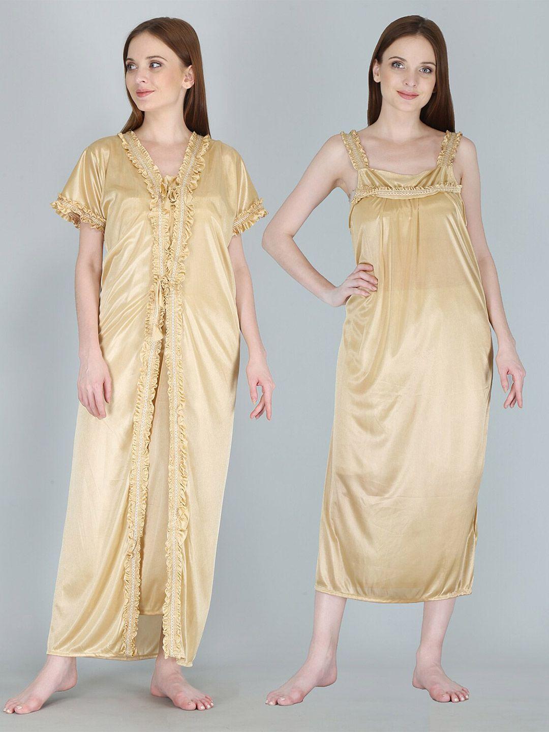 be you cream-coloured solid satin maxi nightdress