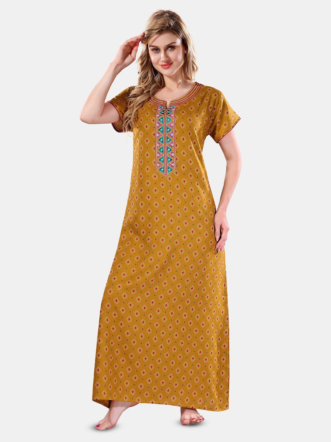 be you ethnic motifs printed maxi nightdress