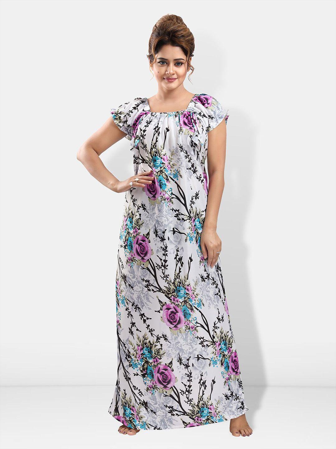 be you floral printed satin maxi nightdress