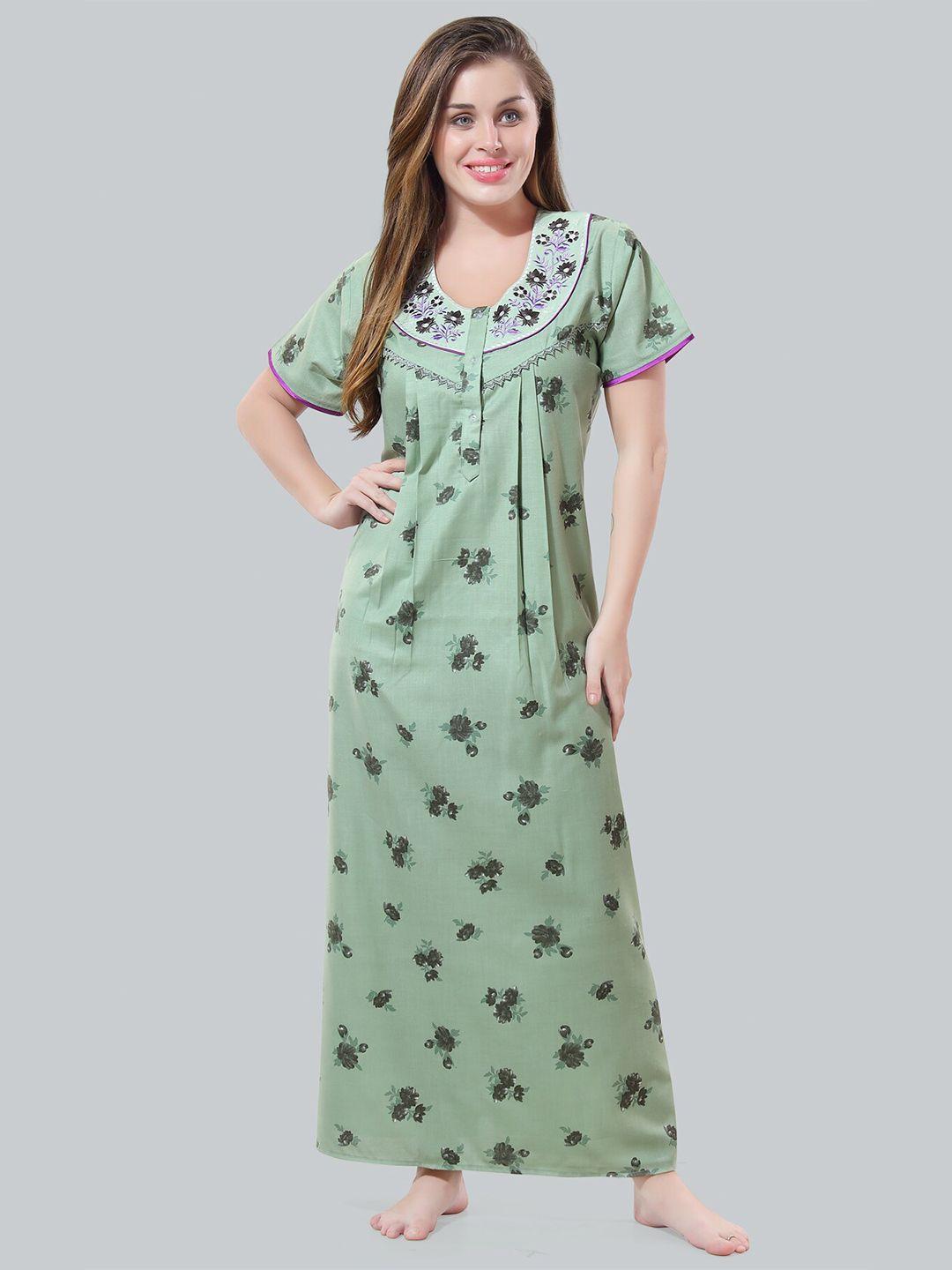 be you green embroidered maxi nightdress
