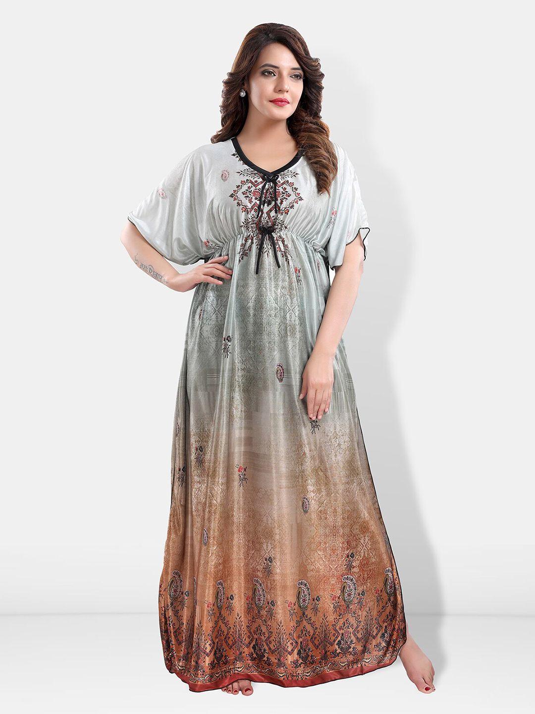 be you grey printed maxi nightdress