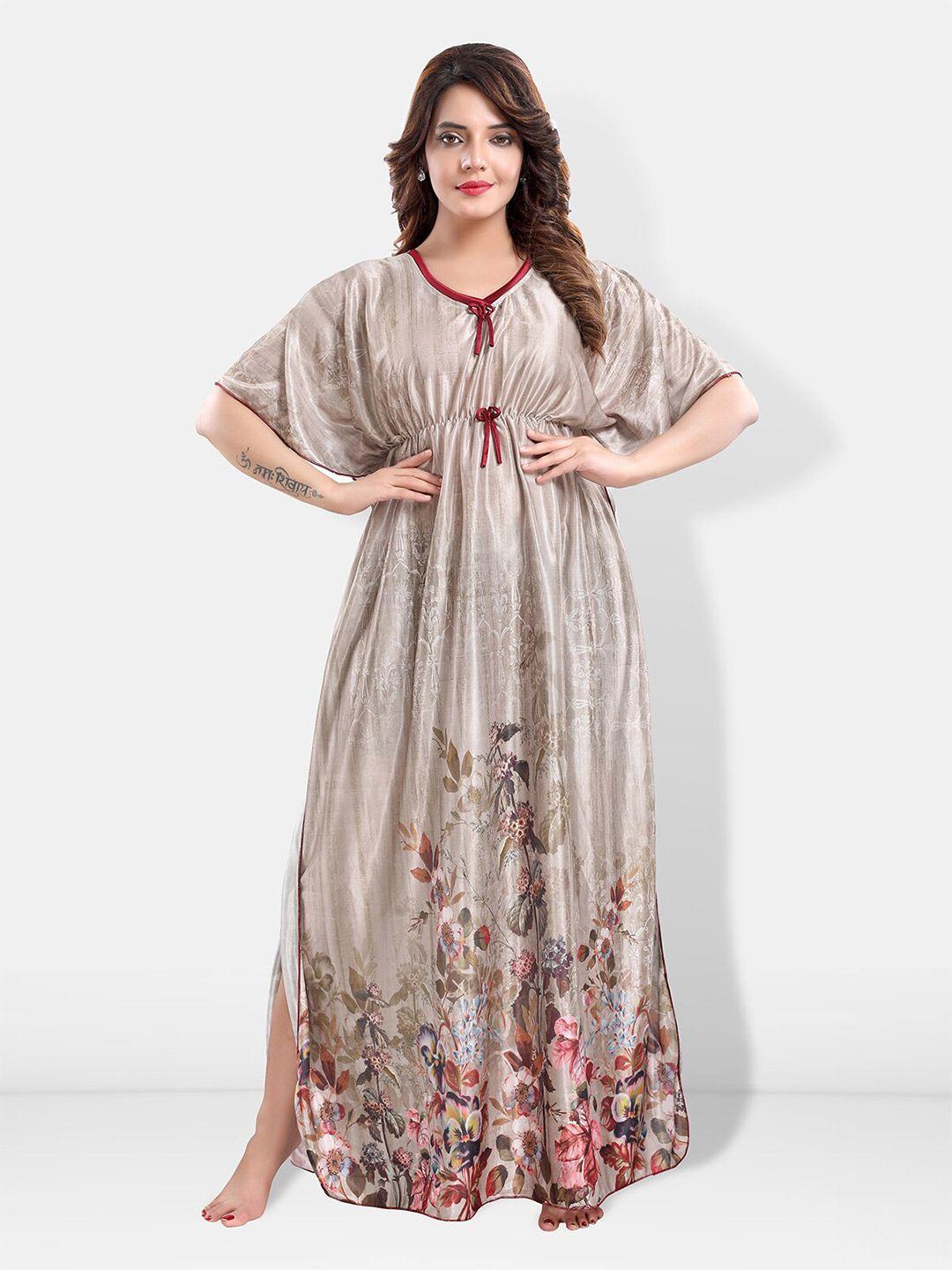 be you grey printed maxi nightdress