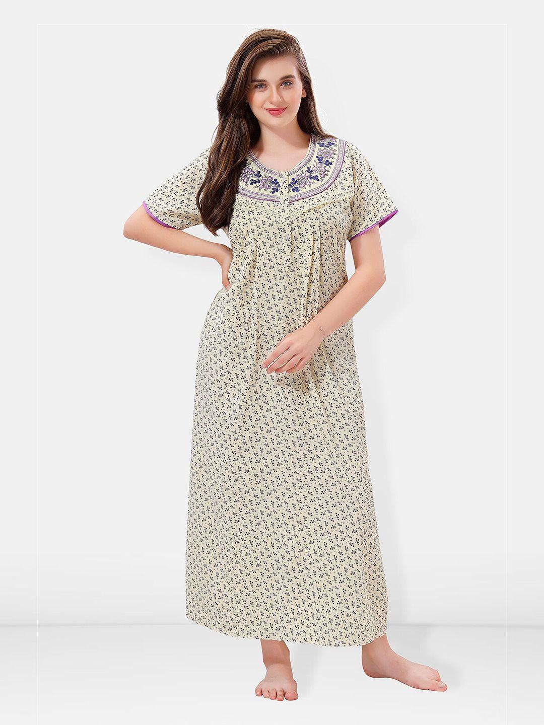 be you off white embroidered maxi nightdress