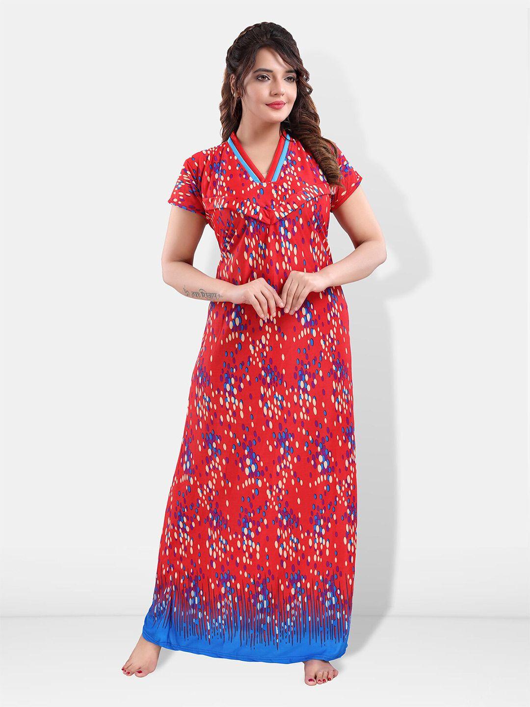 be you red printed maxi nightdress