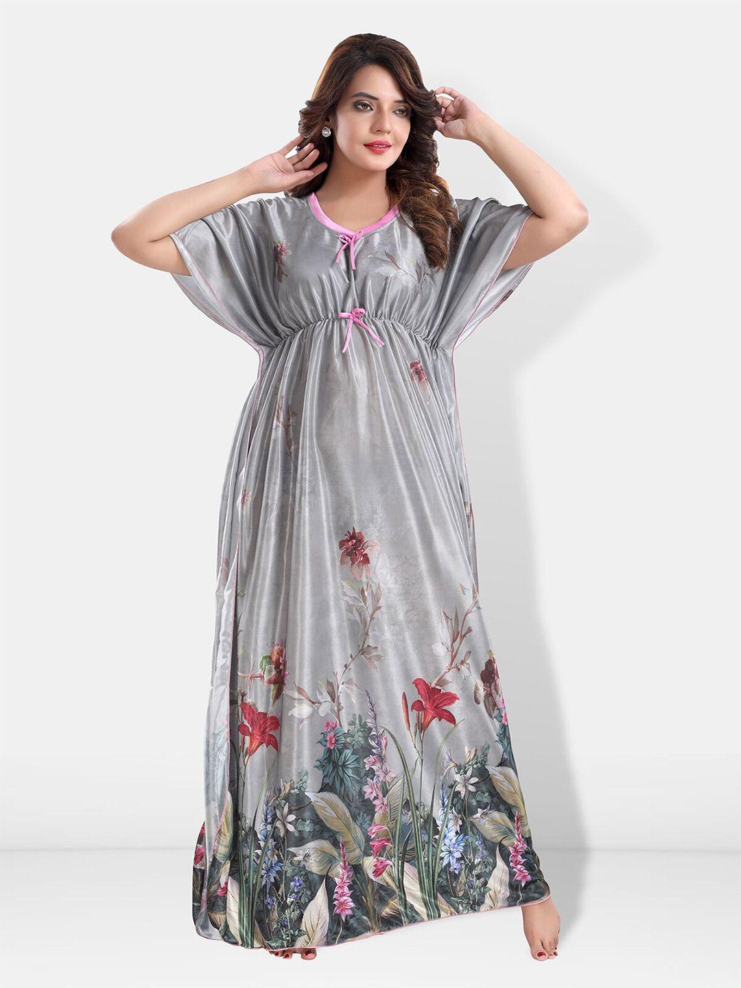 be you silver-toned printed maxi nightdress