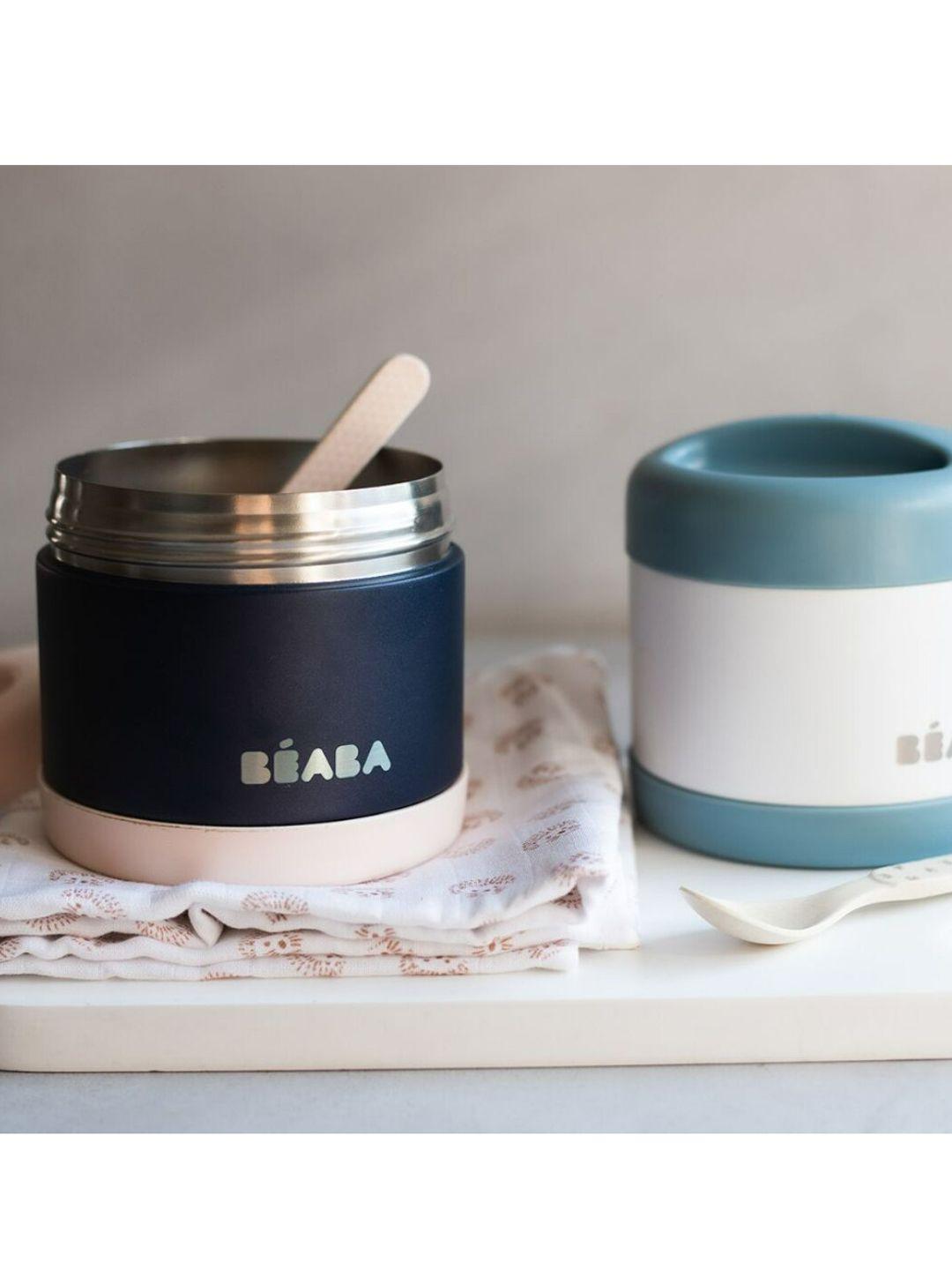 beaba blue stainless steel isothermal food container 500 ml