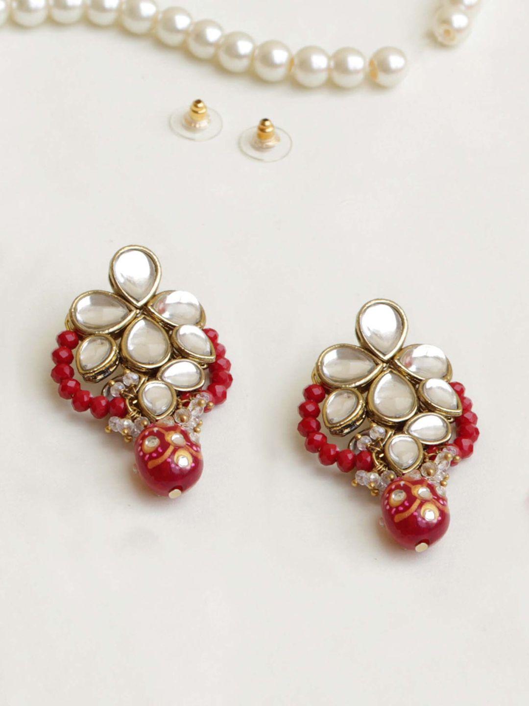 beabhika kundan stone studded drop earrings