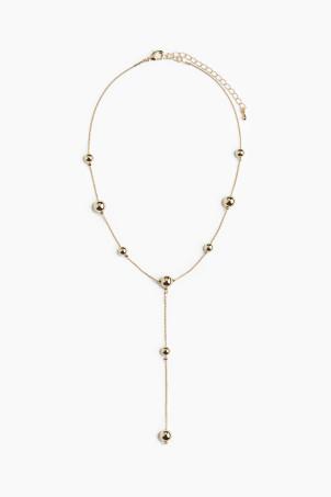 bead-detail lariat necklace
