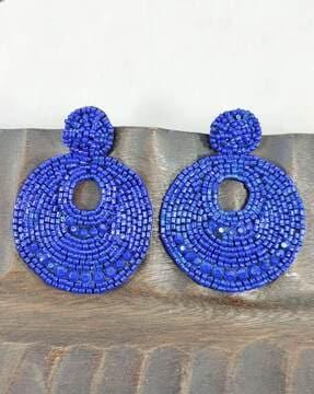 bead embroidered dangler earrings