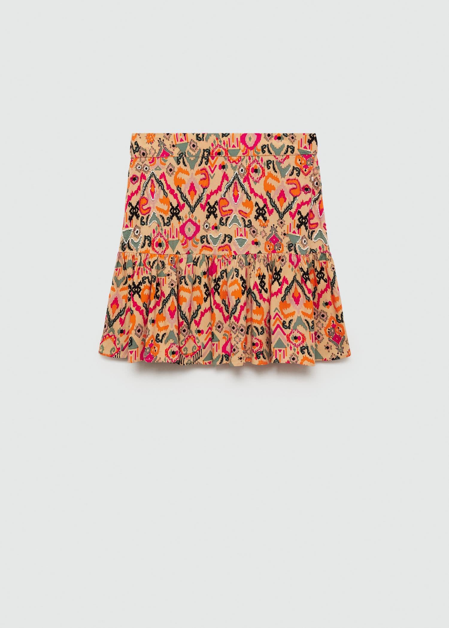 beaded print skirt
