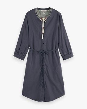 beaded collar shirt dress