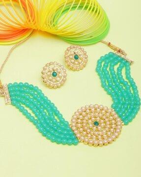 beaded necklace & earrings set