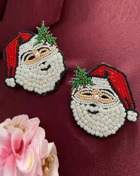 beaded santa claus drop earrings