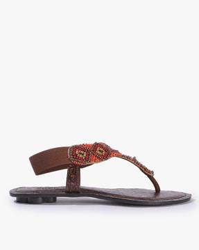 beaded thong-strap flat sandals