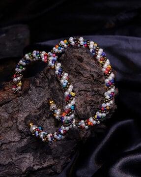 beads beaded hoop earrings